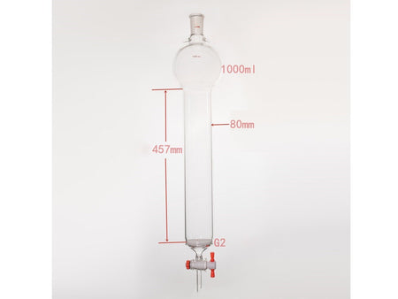 MSE PRO Sand Plate Chromatography Column with Hook, 24/40, φ80mm, Effective Length 457mm, Storage Ball Capacity 1000mL - MSE Supplies LLC