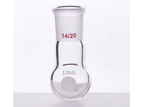 MSE PRO Single Neck Round Bottom Ball Bottle, Thick Wall High Strength, Grinding Mouth: 14/20, 10mL