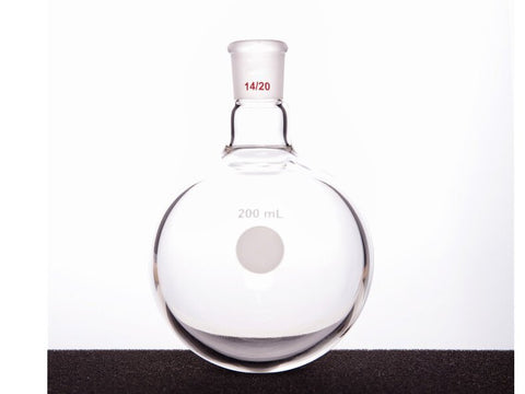 MSE PRO Single Neck Round Bottom Ball Bottle, Thick Wall High Strength, Grinding Mouth: 14/20, 200mL