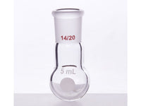 MSE PRO Single Neck Round Bottom Ball Bottle, Thick Wall High Strength, Grinding Mouth: 14/20, 5mL
