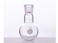MSE PRO Single Neck Round Bottom Ball Bottle, Thick Wall High Strength, Grinding Mouth: 14/20, 75mL