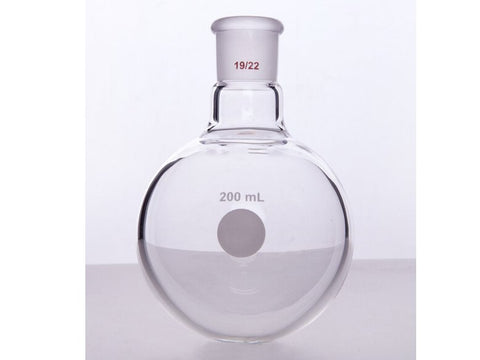 MSE PRO Single Neck Round Bottom Ball Bottle, Thick Wall High Strength, Grinding Mouth: 19/22, 200mL