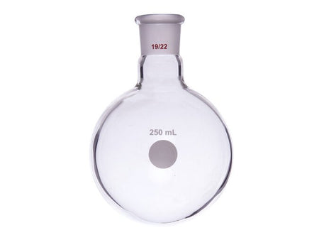 MSE PRO Single Neck Round Bottom Ball Bottle, Thick Wall High Strength, Grinding Mouth: 19/22, 300mL