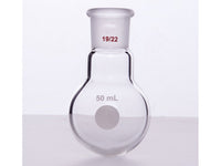 MSE PRO Single Neck Round Bottom Ball Bottle, Thick Wall High Strength, Grinding Mouth: 19/22, 50mL
