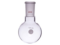 MSE PRO Single Neck Round Bottom Ball Bottle, Thick Wall High Strength, Grinding Mouth: 24/40, 125mL