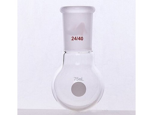 MSE PRO Single Neck Round Bottom Ball Bottle, Thick Wall High Strength, Grinding Mouth: 24/40, 75mL