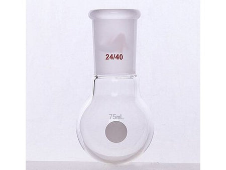 MSE PRO Single Neck Round Bottom Ball Bottle, Thick Wall High Strength, Grinding Mouth: 24/40, 75mL