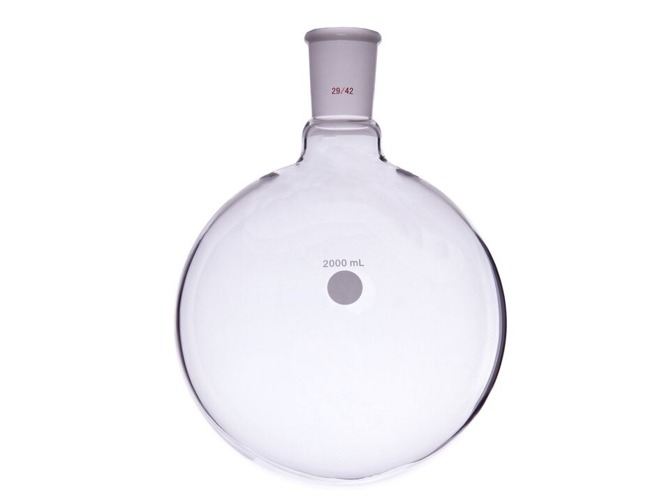 MSE PRO Single Neck Round Bottom Ball Bottle, Thick Wall High Strength, Grinding Mouth: 29/42, 2000mL