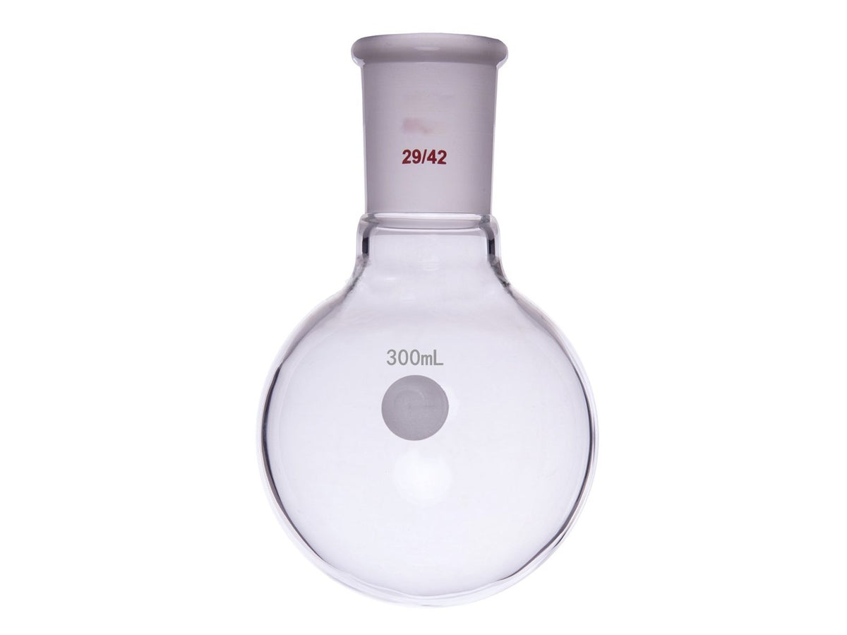 MSE PRO Single Neck Round Bottom Ball Bottle, Thick Wall High Strength, Grinding Mouth: 29/42, 300mL