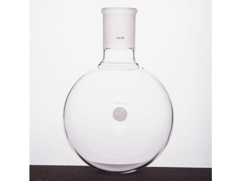 MSE PRO Single Neck Round Bottom Ball Bottle, Thick Wall High Strength, Grinding Mouth: 34/45, 1000mL