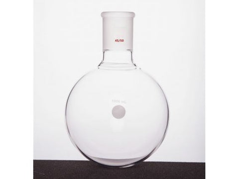 MSE PRO Single Neck Round Bottom Ball Bottle, Thick Wall High Strength, Grinding Mouth: 45/50, 1000mL