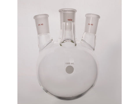 MSE PRO Slanted Four-Mouth Round Bottom Ball Bottle, Middle Grinding Mouth: 19/22, Side Grinding Mouth: 19/22, 250mL