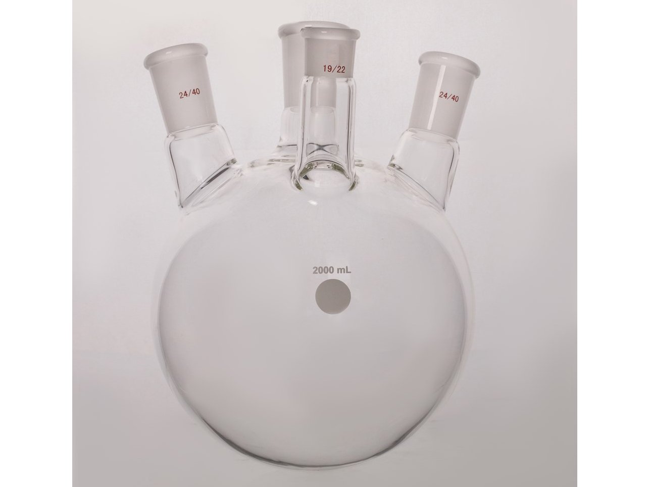 MSE PRO Slanted Four-Mouth Round Bottom Ball Bottle, Middle Grinding Mouth: 29/42, Side Mouth: 24/40, Front Mouth: 19/22, 2000mL