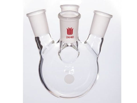 MSE PRO Slanted Four-Mouth Round Bottom Ball Bottle, Middle Grinding Mouth: 45/50, Side Grinding Mouth: 24/40, 500mL