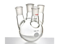 MSE PRO Small Angle Four-Mouth Ball Bottle, Main Mouth 14/20, Side Mouth 14/20, Front Mouth 14/20, 100mL