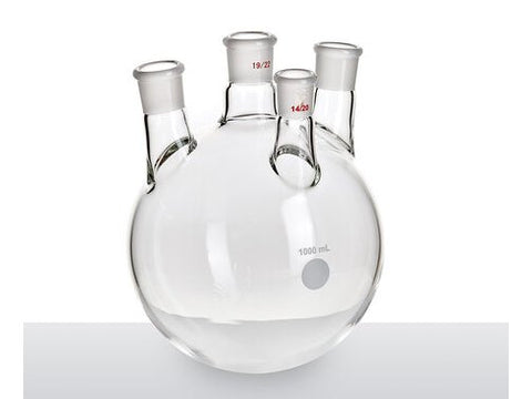 MSE PRO Small Angle Four-Mouth Ball Bottle, Main Mouth: 19/22, Side Mouth: 19/22, Front Mouth: 14/20, 1L