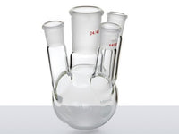 MSE PRO Small Angle Four-Mouth Ball Bottle, Main Mouth: 24/40, Side Mouth: 14/20, Front Mouth: 14/20, 100mL