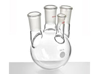 MSE PRO Small Angle Four-Mouth Ball Bottle, Main Mouth: 24/40, Side Mouth: 24/40, Front Mouth: 14/20, 500mL