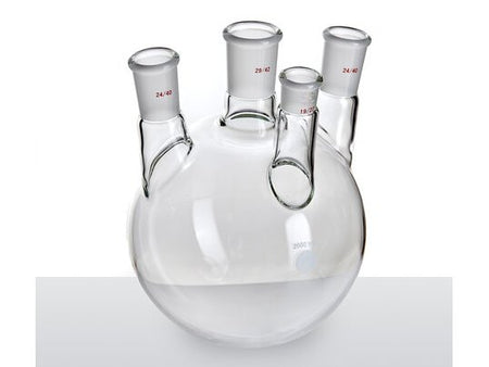 MSE PRO Small Angle Four-Mouth Ball Bottle, Main Mouth: 29/42, Side Mouth: 24/40, Front Mouth: 19/22, 2L
