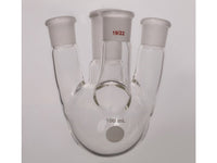 MSE PRO Small Angle Four-Mouth Round Bottom Ball Bottle, Middle Grinding Mouth: 24/40, Side Grinding Mouth: 19/22, 100mL