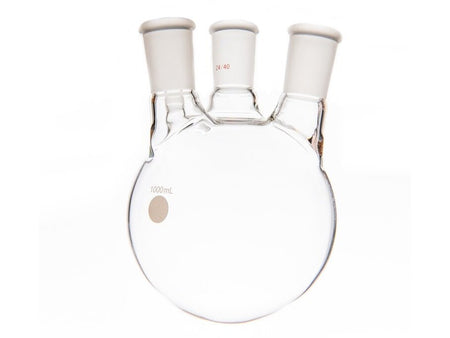 MSE PRO Small Angle Four-Mouth Round Bottom Ball Bottle, Middle Grinding Mouth: 24/40, Side Grinding Mouth: 24/40, 1000mL