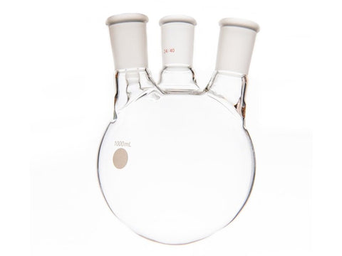 MSE PRO Small Angle Four-Mouth Round Bottom Ball Bottle, Middle Grinding Mouth: 24/40, Side Grinding Mouth: 24/40, 1000mL