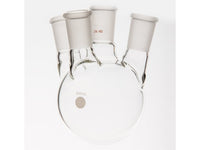 MSE PRO Small Angle Four-Mouth Round Bottom Ball Bottle, Middle Grinding Mouth: 24/40, Side Grinding Mouth: 24/40, 500mL