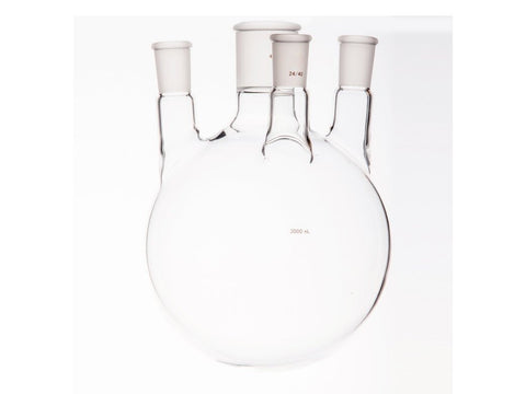 MSE PRO Small Angle Four-Mouth Round Bottom Ball Bottle, Middle Grinding Mouth: 45/50, Side Grinding Mouth: 24/40, 3000mL