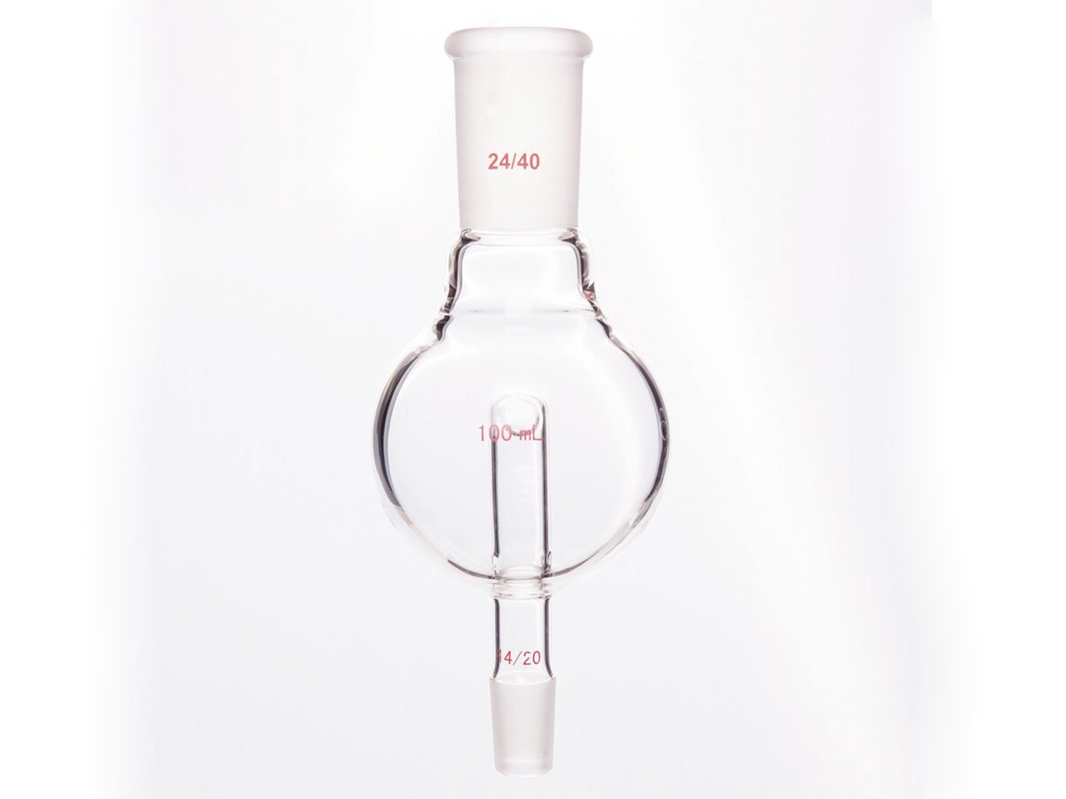 MSE PRO Splash-Proof Balls, with Backflow Hole, Upper Mouth: 24/40, Lower Mouth: 14/20, 100mL - MSE Supplies LLC