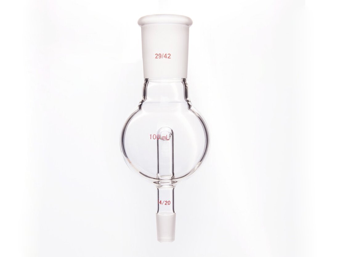 MSE PRO Splash-Proof Balls, with Backflow Hole, Upper Mouth: 29/42, Lower Mouth: 14/20, 100mL - MSE Supplies LLC