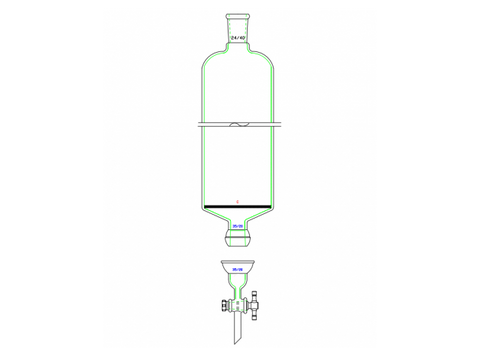 MSE PRO Split 35/20 Ball Bowl Connection, with Sand Plate Chromatography Column, φ46mm, Effective Length 305mm, Gate Aperture: 2mm, 24/40 - MSE Supplies LLC