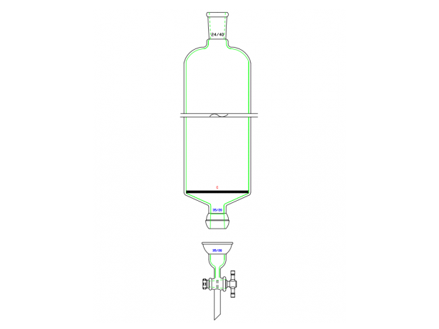 MSE PRO Split 35/20 Ball Bowl Connection, with Sand Plate Chromatography Column, φ60mm, Effective Length 203mm, Gate Aperture: 4mm, 24/40