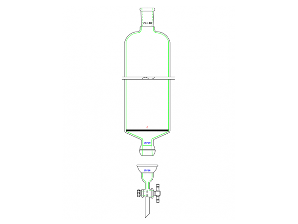 MSE PRO Split 35/20 Ball Bowl Connection, with Sand Plate Chromatography Column, φ60mm, Effective Length 254mm, Gate Aperture: 4mm, 24/40
