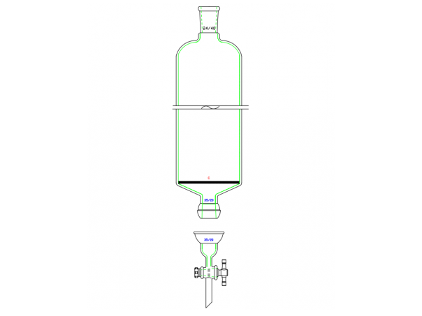 MSE PRO Split 35/20 Ball Bowl Connection, with Sand Plate Chromatography Column, φ60mm, Effective Length 305mm, Gate Aperture: 4mm, 24/40