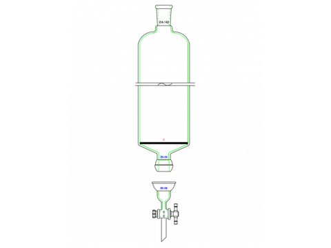 MSE PRO Split 35/20 Ball Bowl Connection, with Sand Plate Chromatography Column, φ60mm, Effective Length 305mm, Gate Aperture: 4mm, 24/40