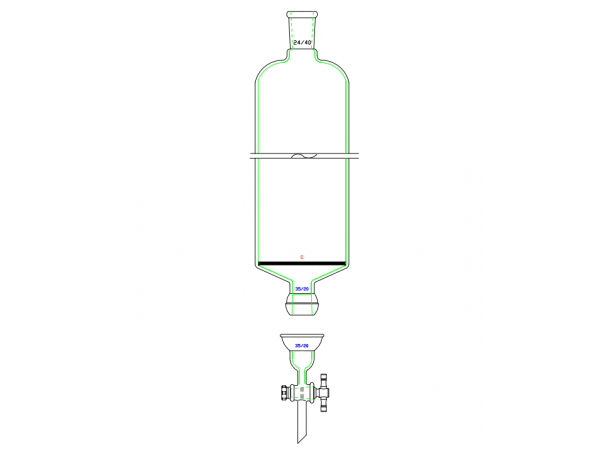 MSE PRO Split 35/20 Ball Bowl Connection, with Sand Plate Chromatography Column, φ60mm, Effective Length 457mm, Gate Aperture: 4mm, 24/40