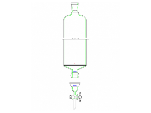 MSE PRO Split 35/20 Ball Bowl Connection, with Sand Plate Chromatography Column, φ60mm, Effective Length 457mm, Gate Aperture: 4mm, 24/40