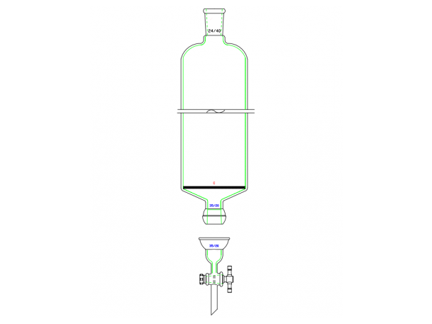 MSE PRO Split 35/20 Ball Bowl Connection, with Sand Plate Chromatography Column, φ60mm, Effective Length 610mm, Gate Aperture: 4mm, 24/40