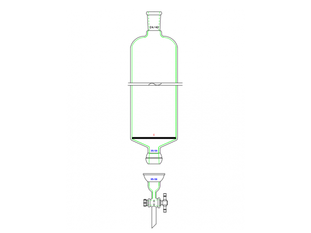 MSE PRO Split 35/20 Ball Bowl Connection, with Sand Plate Chromatography Column, φ80mm, Effective Length 203mm, Gate Aperture: 4mm, 24/40