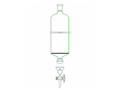 MSE PRO Split 35/20 Ball Bowl Connection, with Sand Plate Chromatography Column, φ80mm, Effective Length 203mm, Gate Aperture: 4mm, 24/40