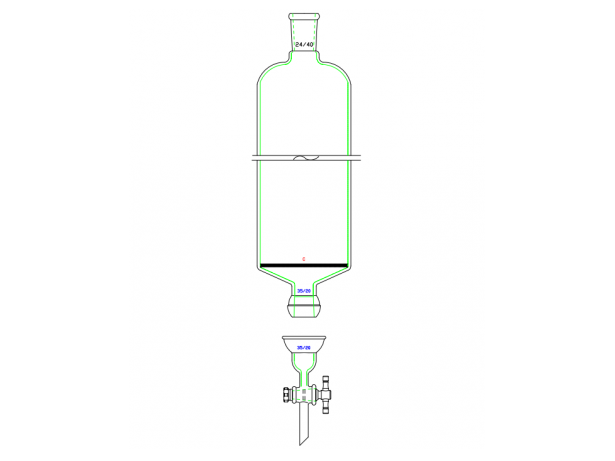 MSE PRO Split 35/20 Ball Bowl Connection, with Sand Plate Chromatography Column, φ80mm, Effective Length 254mm, Gate Aperture: 4mm, 24/40