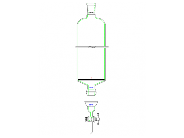 MSE PRO Split 35/20 Ball Bowl Connection, with Sand Plate Chromatography Column, φ80mm, Effective Length 457mm, Gate Aperture: 4mm, 24/40