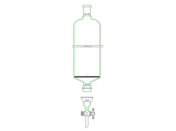 MSE PRO Split 35/20 Ball Bowl Connection, with Sand Plate Chromatography Column, φ80mm, Effective Length 610mm, Gate Aperture: 4mm, 24/40 - MSE Supplies LLC