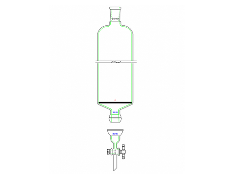 MSE PRO Split 35/20 Ball Bowl Connection, with Sand Plate Chromatography Column, φ80mm, Effective Length 610mm, Gate Aperture: 4mm, 24/40 - MSE Supplies LLC