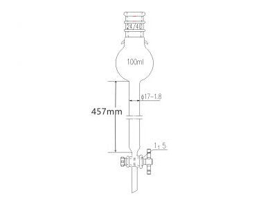 MSE PRO Storage Ball Chromatography Column with Ears, 24/40, φ17mm, Effective Length 457mm, Storage Ball: 250mL - MSE Supplies LLC