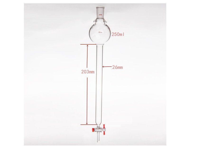 MSE PRO Storage Ball Chromatography Column with Ears, 24/40, φ26mm, Effective Length 203mm, Storage Ball: 250mL - MSE Supplies LLC
