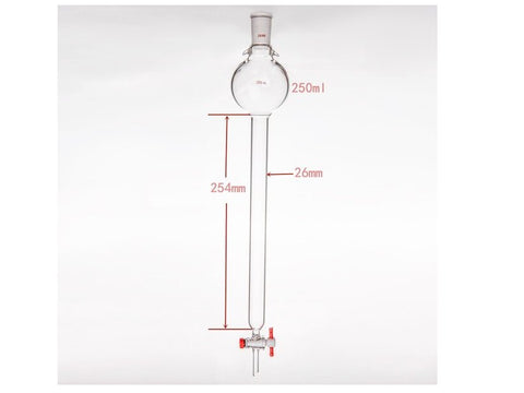 MSE PRO Storage Ball Chromatography Column with Ears, 24/40, φ26mm, Effective Length 254mm, Storage Ball: 250mL - MSE Supplies LLC
