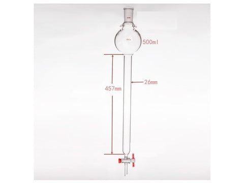 MSE PRO Storage Ball Chromatography Column with Ears, 24/40, φ26mm, Effective Length 457mm, Storage Ball: 500mL