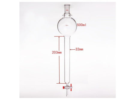 MSE PRO Storage Ball Chromatography Column with Ears, 24/40, φ32mm, Effective Length 203mm, Storage Ball: 500mL - MSE Supplies LLC