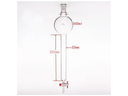 MSE PRO Storage Ball Chromatography Column with Ears, 24/40, φ32mm, Effective Length 305mm, Storage Ball: 500mL - MSE Supplies LLC